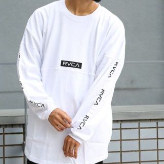 ルーカ(RVCA)のL 白 RVCA ルーカ テープロゴ スリーブロングTシャツ(Tシャツ/カットソー(七分/長袖))