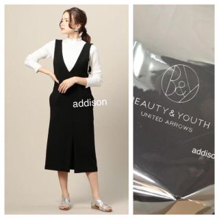 ビューティアンドユースユナイテッドアローズ(BEAUTY&YOUTH UNITED ARROWS)の新品タグ♡BEAUTY&YOUTH  ダブルクロスジャンパースカート(ひざ丈ワンピース)