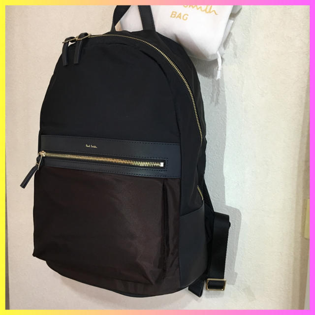 ★送料込★新品★■Paul Smith ブラック＋ブラウン リュック 牛革