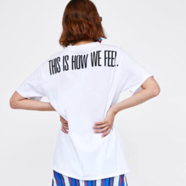 ZARA(ザラ)のZARA バックプリント ロゴT M レディースのトップス(Tシャツ(半袖/袖なし))の商品写真