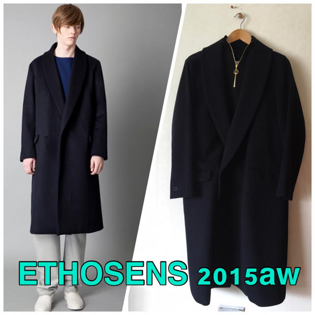 ETHOSENS】ナイロンチェスターコート ブラック 楽しま ETHOSENS】ナイロンチェスターコート ブラック 楽しま