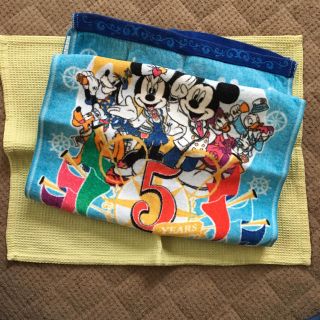 ディズニー(Disney)のディズニーランド★ディズニーシー★タオル★美品★5周年★記念★レア★希少(キャラクターグッズ)