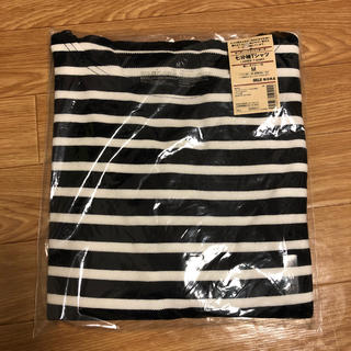 ムジルシリョウヒン(MUJI (無印良品))の無印良品 オーガニックコットンボーダー 七分袖Tシャツ ネイビー×白 M(Tシャツ(長袖/七分))