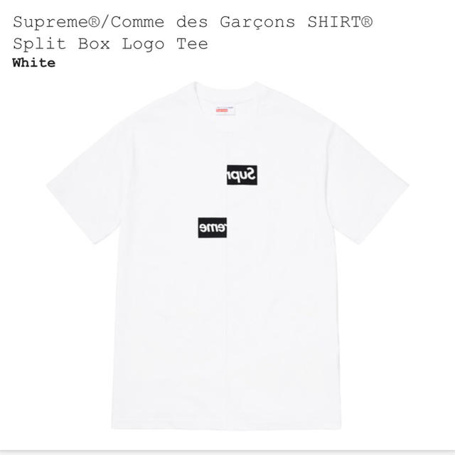 supreme Comme des Gcrcons Tシャツ 白 LTシャツ/カットソー(半袖/袖なし)