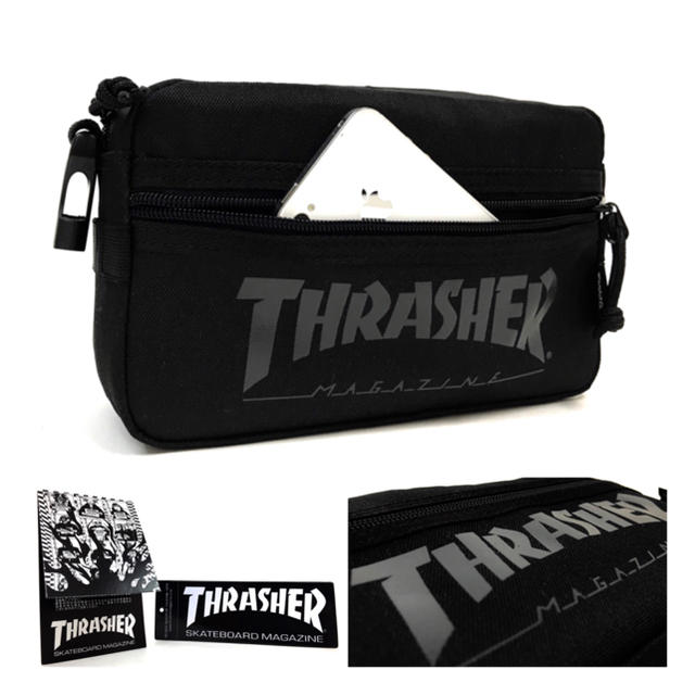 THRASHER(スラッシャー)の【THRASHER】2Wayミニショルダーバッグ［BK/BKクリアロゴ］ メンズのバッグ(ショルダーバッグ)の商品写真