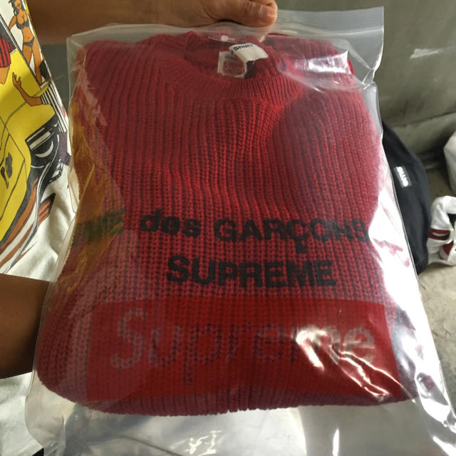 supreme CDG sweater red M ギャルソントップス