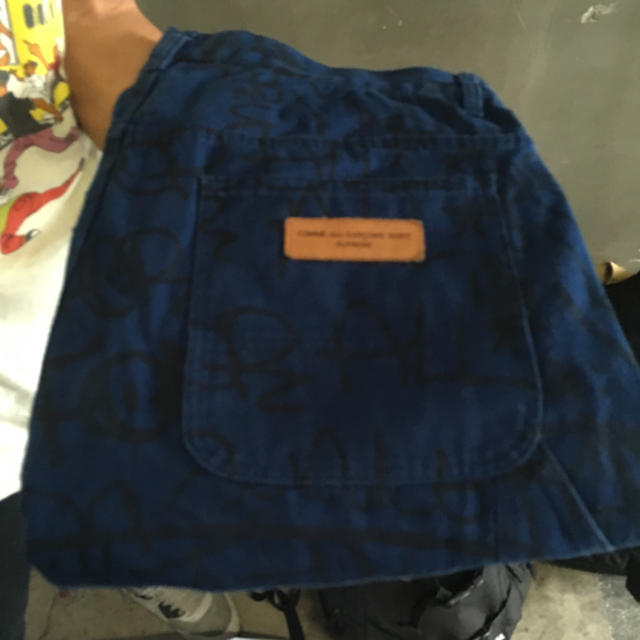 supreme CDG canvas printer pant navy 34