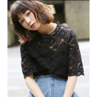 ローリーズファーム(LOWRYS FARM)の美品＊LOWRYS FARM レース トップス キャミ付(カットソー(半袖/袖なし))