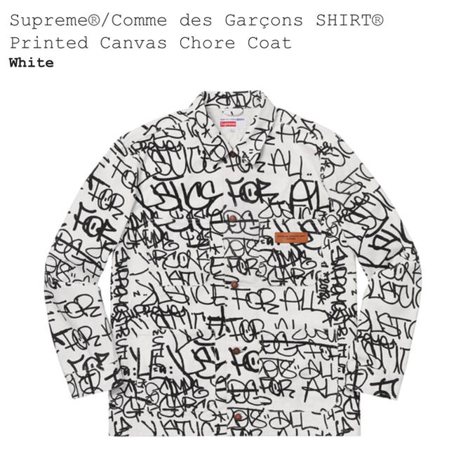 最安価 白M supreme Painted Canvas Chore Coat