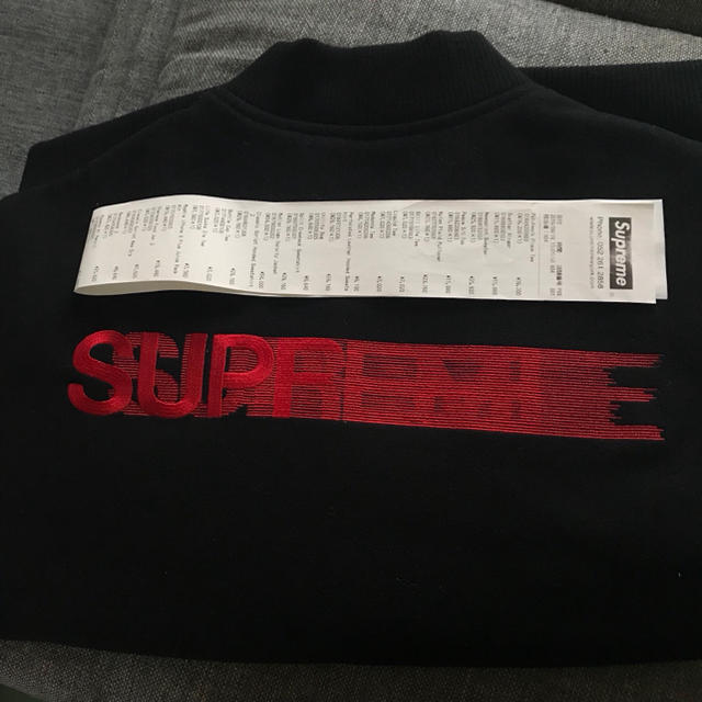 supreme motion logo varsity jacket black-