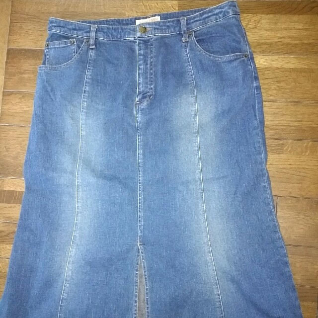 デニムマキシスカートW84cm ブルー レディースのスカート(ロングスカート)の商品写真