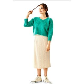 フラワー(flower)の【annaさま専用】dot ribbon skirt ～ﾄﾞｯﾄﾘﾎﾞﾝｽｶｰﾄ(ひざ丈スカート)