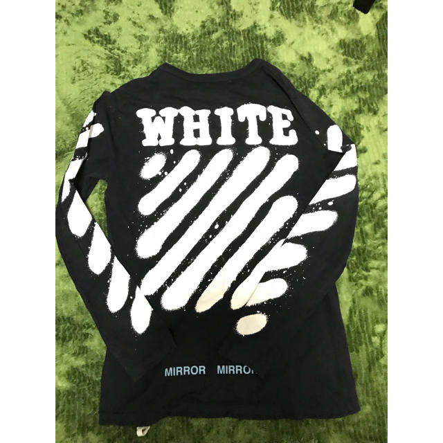 Off-White オフホワイト tシャツ 長袖 デザインスプレーブラック-