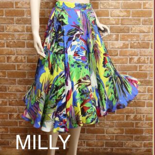 ミリー(Milly)のMilly♡新品 定価¥85,320 スカート 幾何学柄 フレア ワンピース(ひざ丈スカート)