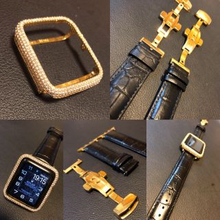 アップルウォッチ(Apple Watch)のアップルウォッチカスタムカバー ゴールド42mm38mm (その他)