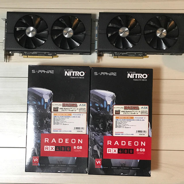 SAPPHIRE RADEON RX480 8GB OC 2台セット スマホ/家電/カメラのPC/タブレット(PCパーツ)の商品写真