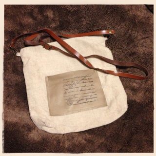 ❁リネンと牛革ポケットの斜めがけbag❁(ショルダーバッグ)