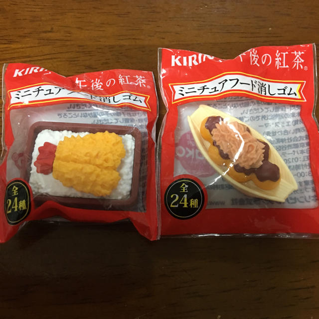 キリン(キリン)のミニチュアフード 消しゴム【天丼】【たこ焼き】レアで可愛い❣️ ハンドメイドのおもちゃ(ミニチュア)の商品写真