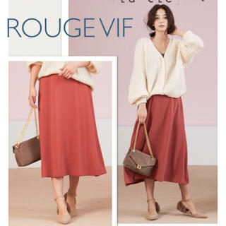 ルージュヴィフ(Rouge vif)の新品ROUGE VIfルージュヴィフフレアスカート レッド(ロングスカート)