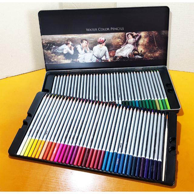 色鉛筆 メタルケース & 携帯ポーチ付き 72色 水彩色鉛筆セット エンタメ/ホビーのアート用品(色鉛筆)の商品写真
