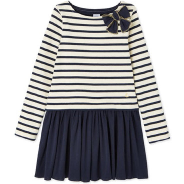 PETIT BATEAU(プチバトー)の新品◆ プチバトー PETIT BATEAU ◆ボーダー切替ワンピース 4ans キッズ/ベビー/マタニティのキッズ服女の子用(90cm~)(ワンピース)の商品写真