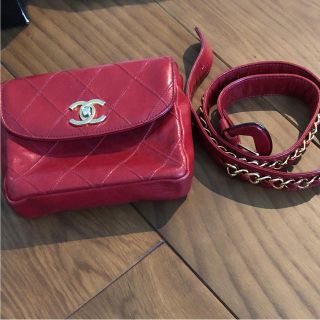 シャネル(CHANEL)のシャネル ウエストポーチ レア 赤(ボディバッグ/ウエストポーチ)