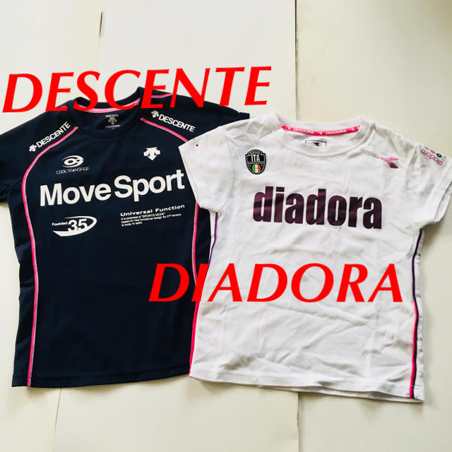 DIADORA(ディアドラ)のTシャツ 半袖 S ポリエステル デサント DIADORA 白 紺 レディースのトップス(Tシャツ(半袖/袖なし))の商品写真