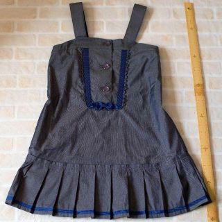 シャーリーテンプル(Shirley Temple)の美品☆エミリーテンプル☆ワンピース130 フォーマル グレー紺ジャンパースカート(ワンピース)