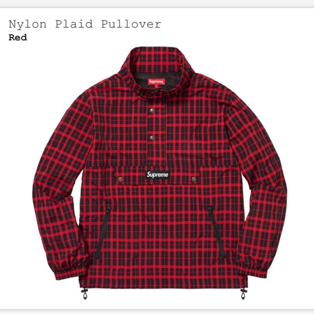 ナイロンジャケットシュプリーム 18fw Nylon Plaid Pullover Red M新品