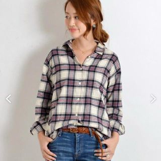 シップスフォーウィメン(SHIPS for women)の【美品】ネルチェックカシュクールシャツ(シャツ/ブラウス(長袖/七分))