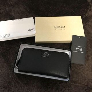 アルマーニ コレツィオーニ(ARMANI COLLEZIONI)のアルマーニ 定番 財布 メンズ  黒(長財布)