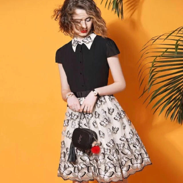 Alice+Olivia(アリスアンドオリビア)のlily3819様専用♡ alice＋olivia♡蝶々刺繍レースワンピース レディースのワンピース(ひざ丈ワンピース)の商品写真