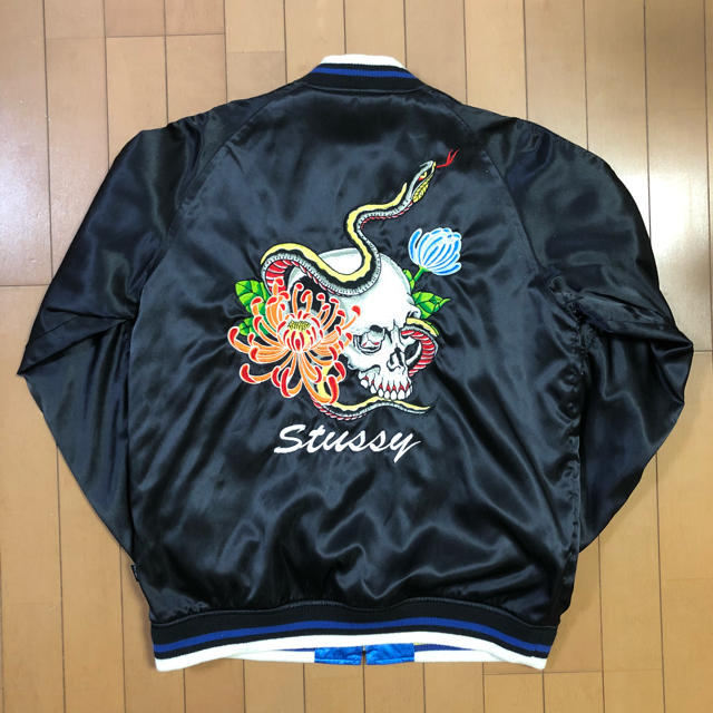 STUSSY - Stussy リバーシブルスカジャン 黒青 Lの通販 by French ...