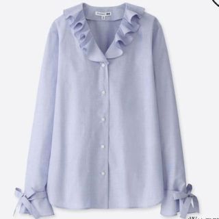 ユニクロ(UNIQLO)のエクストラファインコットンラッフルブラウス(シャツ/ブラウス(長袖/七分))