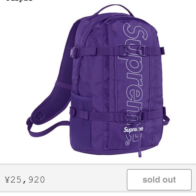 メンズsupreme Backpack 紫