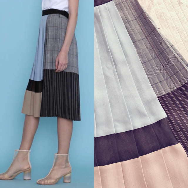UNITED TOKYO♡カラーブロックプリーツスカート♡ブルー レディースのスカート(ひざ丈スカート)の商品写真