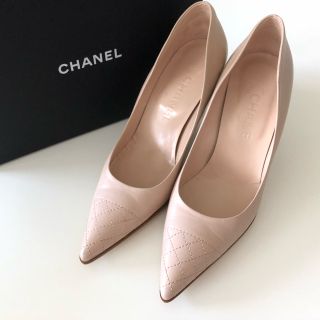 シャネル(CHANEL)のCHANEL❤︎レザーパンプス ベージュ(ハイヒール/パンプス)