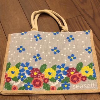 Seasalt ジュートバッグ イギリス 新品 お花柄(エコバッグ)