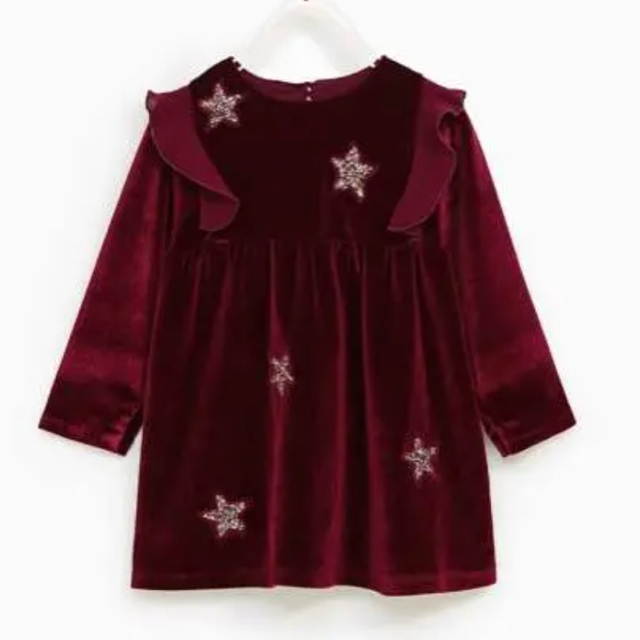 ZARA KIDS(ザラキッズ)のzara baby  ボルドー ワンピース キッズ/ベビー/マタニティのキッズ服女の子用(90cm~)(ワンピース)の商品写真