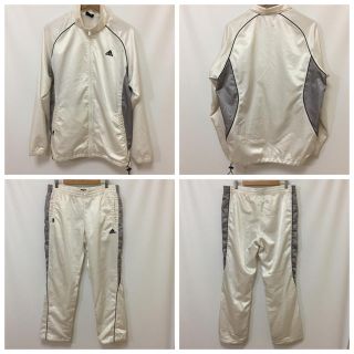 アディダス(adidas)のadidas アディダス ジャージ セットアップ XO 白xグレー 上下 古着(ジャージ)