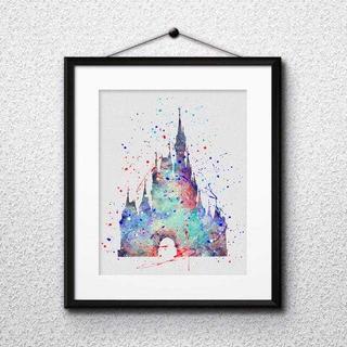 ディズニー(Disney)のシンデレラ城（ディズニーランド）アートポスター【額縁付き・送料無料！】(ポスター)