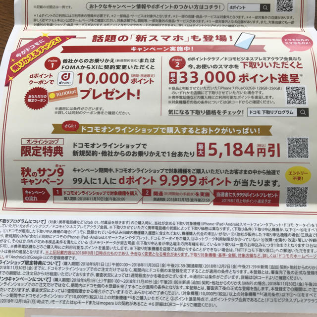 NTTdocomo(エヌティティドコモ)の【非売品おまけ付き】ドコモ dポイントクーポン 10,000ポイント チケットの優待券/割引券(ショッピング)の商品写真