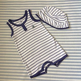 プチバトー(PETIT BATEAU)のプチバトー ロンパース タンクトップ 帽子 ハット(ロンパース)