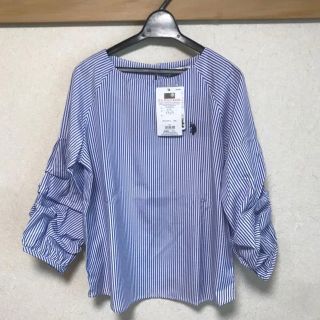 ポロラルフローレン(POLO RALPH LAUREN)の新品 U.S POLO ASSN バルーンスリーブ ストライプ ブラウス M(シャツ/ブラウス(長袖/七分))