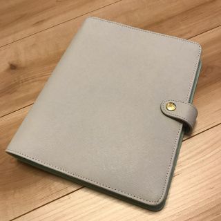 美品＊kikki.kキッキケーのシステム手帳＊グレーエメラルドグリーン(カレンダー/スケジュール)