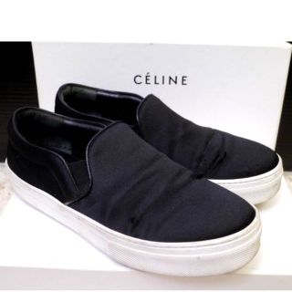 セリーヌ(celine)の◆CELINEセリーヌ フィービー スケーター スリッポン サテン スニーカー黒(スニーカー)