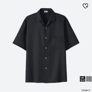 ユニクロ(UNIQLO)のタグつき ユニクロユー ユニクロU オープンカラーシャツ リヨセル ブラック 黒(シャツ)