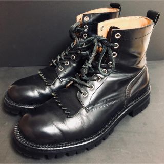 ジュンヤワタナベコムデギャルソン(JUNYA WATANABE COMME des GARCONS)のコムデギャルソン オム 革紐 コンバットブーツ Vibramソール 25.5 黒(ブーツ)