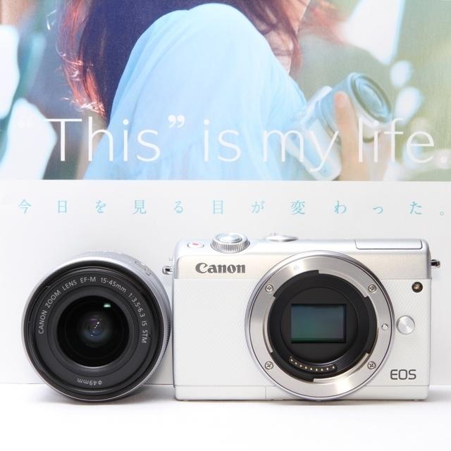 Canon(キヤノン)の【新品・未使用】Wi-Fi★自撮り★Canon EOS M100★大人気ホワイト スマホ/家電/カメラのカメラ(ミラーレス一眼)の商品写真