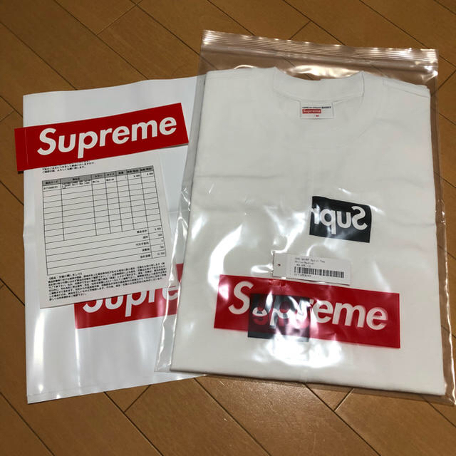 送料込 白M Supreme CDG Spilit Box Logo TeeTシャツ/カットソー(半袖/袖なし)